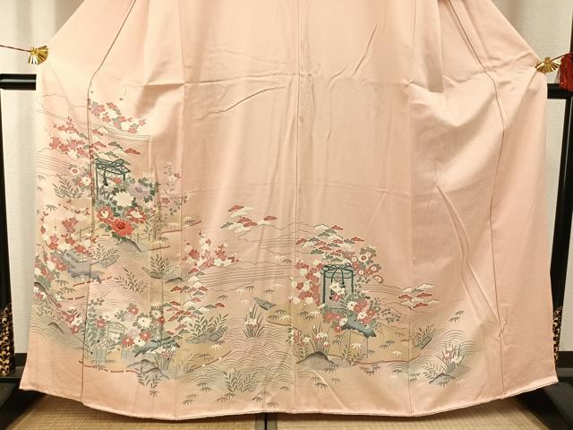 平和屋着物●訪問着　友禅　貝桶花文　暈し染め　正絹　逸品　AABH4873fy