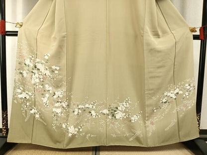 平和屋着物●訪問着　友禅　枝花文　暈し染め　正絹　逸品　AABH4894fy