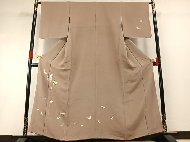 平和屋着物●訪問着　友禅　玩具文　金彩　鬼しぼ縮緬　正絹　逸品　AABH4895fy
