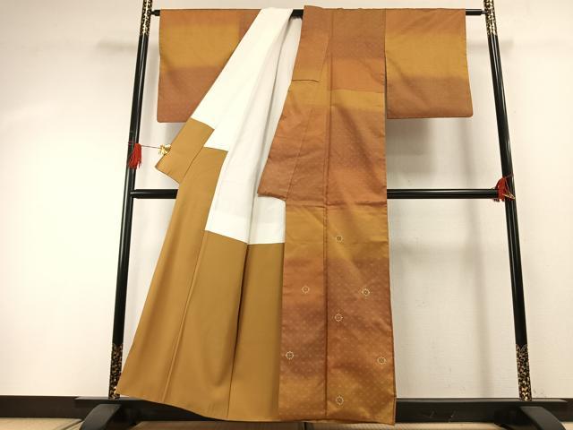 平和屋着物●お召　訪問着　吉祥花文　金糸　正絹　逸品　AABH4901fy