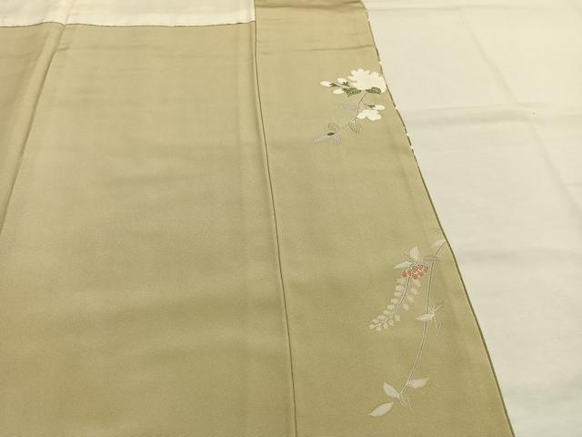 平和屋着物○訪問着 友禅 枝花文 暈し染め 正絹 逸品 AABH4894fy