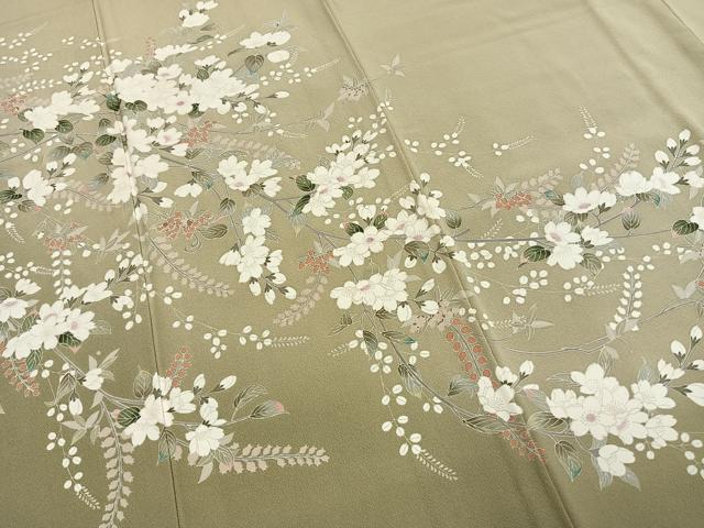 平和屋着物●訪問着　友禅　枝花文　暈し染め　正絹　逸品　AABH4894fy 平和屋着物○訪問着 友禅 枝花文 暈し染め 正絹 逸品 CABD9297ghの通販