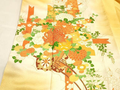 平和屋着物■訪問着 駒刺繍 花車文 暈し染め 金彩 正絹 逸品 DABD6970cm