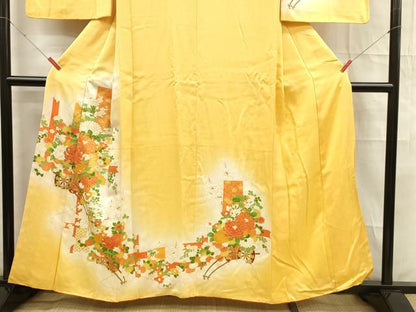 平和屋着物■訪問着 駒刺繍 花車文 暈し染め 金彩 正絹 逸品 DABD6970cm