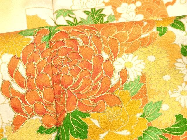 平和屋着物■訪問着 駒刺繍 花車文 暈し染め 金彩 正絹 逸品 DABD6970cm