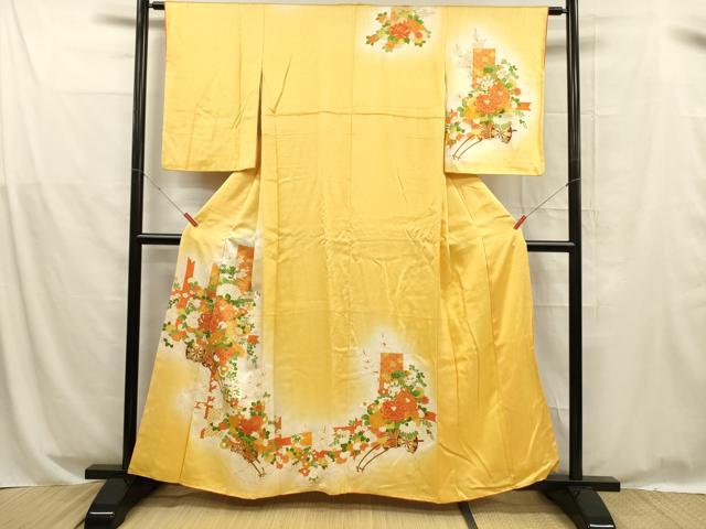 平和屋着物■訪問着 駒刺繍 花車文 暈し染め 金彩 正絹 逸品 DABD6970cm