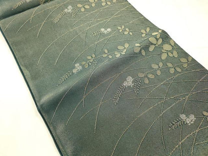 平和屋着物＊夏物 六通柄袋帯 草葉文 金銀糸 正絹 逸品 DABD6920cm