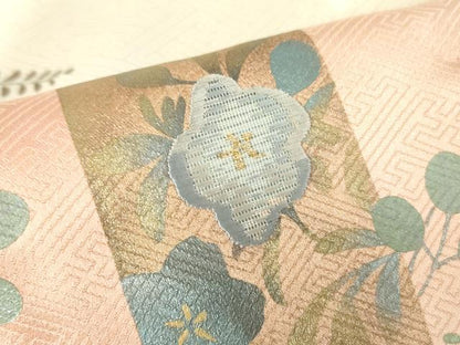 平和屋着物▽訪問着　単衣　刺繍　洗練五枚朱子　短冊花文　暈し染め　金銀彩　伊と幸　反端付き　正絹　逸品　DABE4136az
