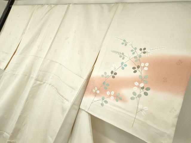 平和屋着物▽訪問着　単衣　刺繍　洗練五枚朱子　短冊花文　暈し染め　金銀彩　伊と幸　反端付き　正絹　逸品　DABE4136az