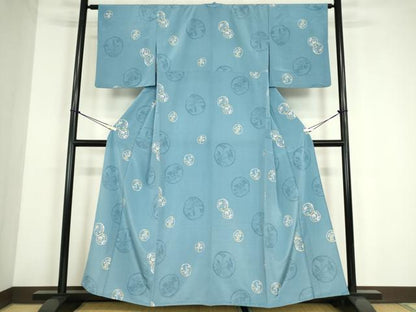 平和屋着物▽小紋　単衣　花丸文　やまと誂製　洗える着物　DABE4155az