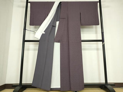 平和屋着物▽上質な小紋　単衣　七宝雲地紋　正絹　逸品　DABE4172az