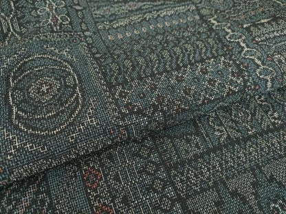 平和屋着物▽本塩沢　単衣　幾何学文　正絹　逸品　未使用　DABE4166az