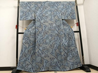 平和屋着物●上質な小紋　幾何学花文　正絹　逸品　AABH6929ph