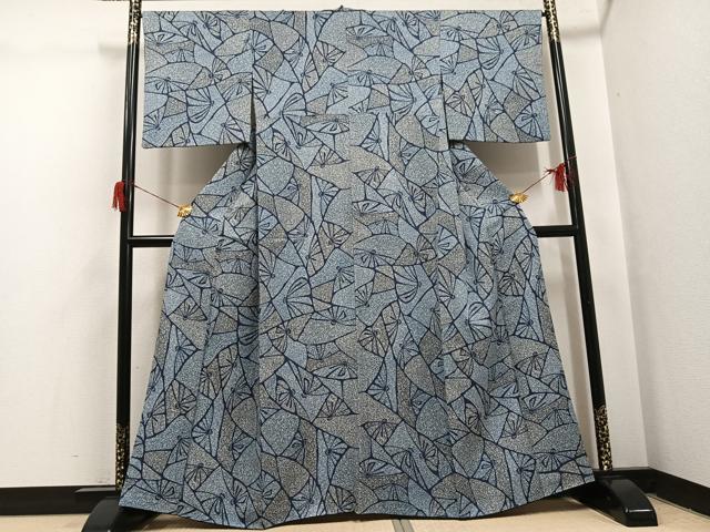 平和屋着物●上質な小紋　幾何学花文　正絹　逸品　AABH6929ph