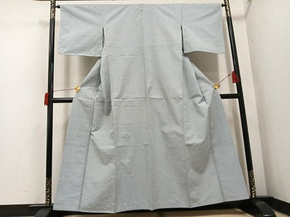 平和屋着物●結城紬　色無地　灰青色　正絹　逸品　未使用　AABH6943ph