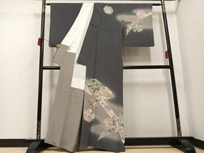 平和屋着物●十日町　加賀草木友禅の第一人者　田村哲彦　訪問着　草花文　暈し染め　正絹　逸品　AABH6933ph
