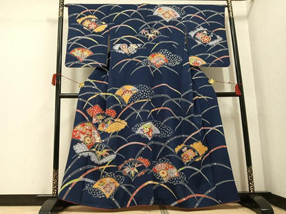 平和屋着物●訪問着　紅型　草花文　正絹　逸品　AABH6948ph