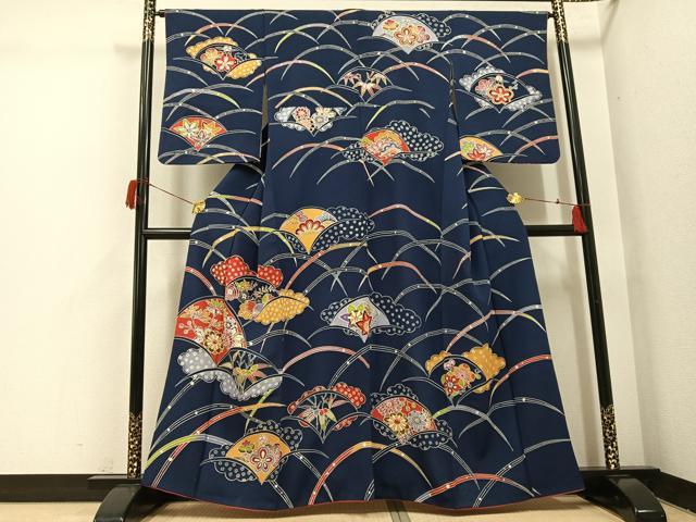 平和屋着物●訪問着　紅型　草花文　正絹　逸品　AABH6948ph