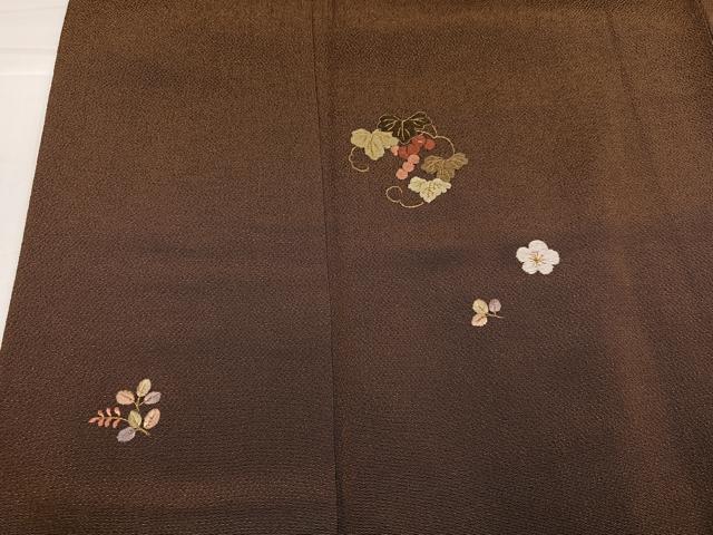 平和屋着物●訪問着　刺繍　草花文　金糸　鬼しぼ縮緬　正絹　逸品　AABH6941ph