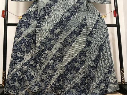 平和屋着物●藍造り国選定無形文化財　藍師・佐藤昭人　訪問着　花唐草文　正絹　逸品　AABH6931ph