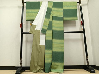 平和屋着物●お召　花唐草地紋　正絹　逸品　AABH6928ph