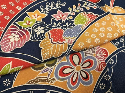 平和屋着物●訪問着　紅型　草花文　正絹　逸品　AABH6948ph