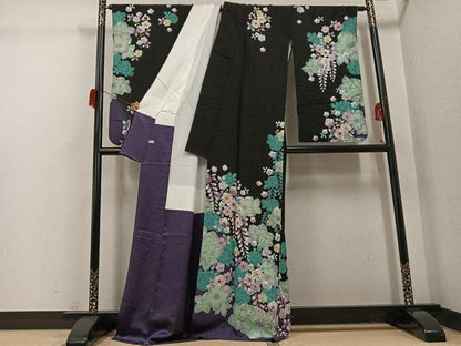 平和屋着物●越後十日町の一流染匠　桐屋・翠山工房　徳永憲峯　小振袖　二尺袖　辻が花　金彩　金通し地　正絹　逸品　AABH6937ph