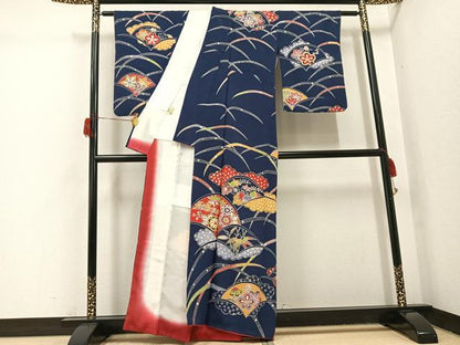 平和屋着物●訪問着　紅型　草花文　正絹　逸品　AABH6948ph