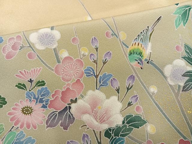 平和屋着物●訪問着　花鳥文　暈し染め　金彩　正絹　逸品　AABH6944ph 平和屋着物○訪問着 花鳥文 暈し染め 金彩 正絹 逸品 AABH6944ph