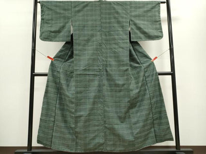 平和屋着物■上質な紬 格子柄 正絹 逸品 未使用 CABE4286ou