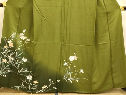 平和屋着物■訪問着　枝花文　暈し染め　銀彩　正絹　逸品　AABH4517fw