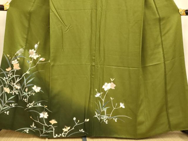 平和屋着物■訪問着　枝花文　暈し染め　銀彩　正絹　逸品　AABH4517fw