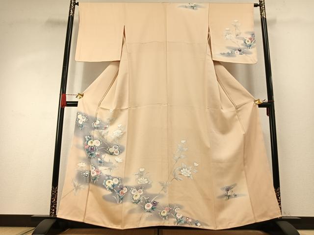 平和屋着物●訪問着　友禅　草花文　暈し染め　正絹　逸品　未使用　AABH4837fy