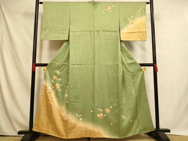平和屋着物■訪問着 草花丸文 暈し染め 金彩 正絹 逸品 AABH4532fw