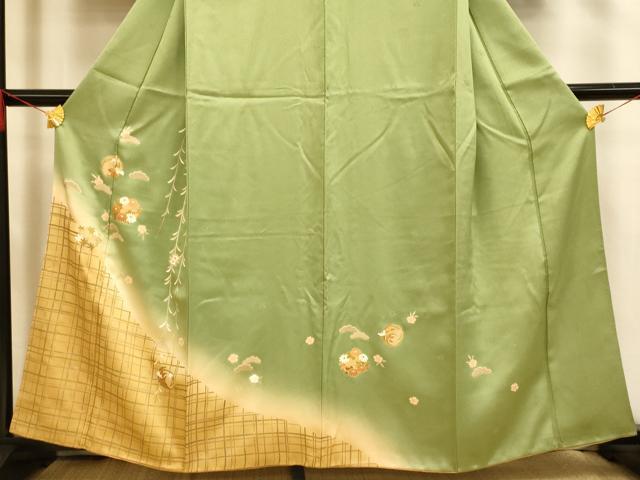 平和屋着物■訪問着 草花丸文 暈し染め 金彩 正絹 逸品 AABH4532fw