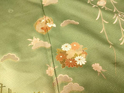 平和屋着物■訪問着 草花丸文 暈し染め 金彩 正絹 逸品 AABH4532fw