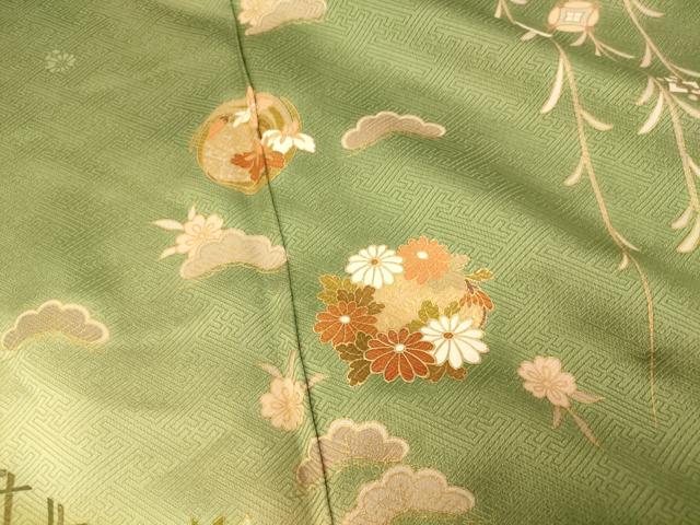 平和屋着物■訪問着 草花丸文 暈し染め 金彩 正絹 逸品 AABH4532fw