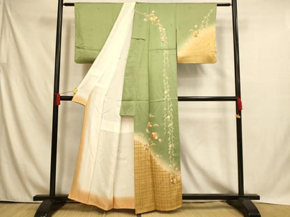 平和屋着物■訪問着 草花丸文 暈し染め 金彩 正絹 逸品 AABH4532fw