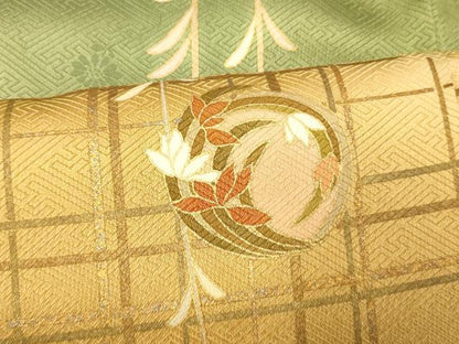 平和屋着物■訪問着 草花丸文 暈し染め 金彩 正絹 逸品 AABH4532fw