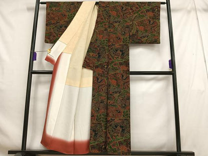 平和屋着物■上質な小紋 更紗花乗馬文 正絹 逸品 AABH7506oa