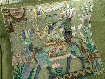 平和屋着物●訪問着　中国三大刺繍　スワトウ刺繍　汕頭刺繍　人物壁画飾花文　暈し染め　金糸　正絹　逸品　AABH7199cs