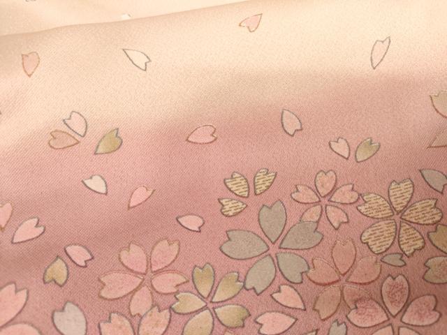 平和屋着物●訪問着　作家物　舞桜横段文　暈し染め　金彩　正絹　逸品　AABH7785cs