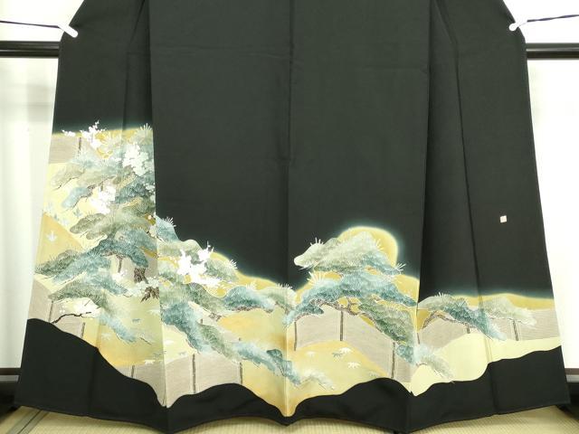 平和屋着物■豪華黒留袖　作家物　松竹梅　暈し染め　金彩　正絹　逸品　DABD3366sf