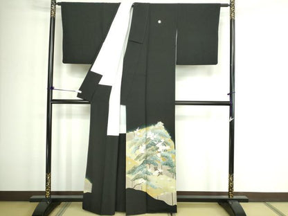 平和屋着物■豪華黒留袖　作家物　松竹梅　暈し染め　金彩　正絹　逸品　DABD3366sf