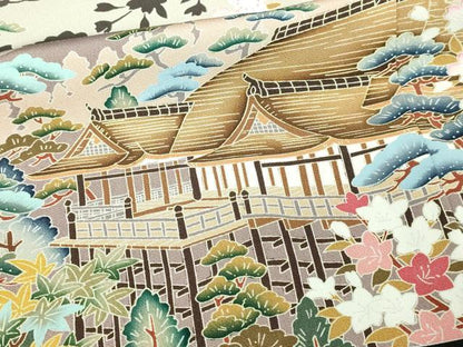 平和屋着物■豪華黒留袖 友禅 作家物 風景文 松竹梅 正絹 逸品 DABD3368sf