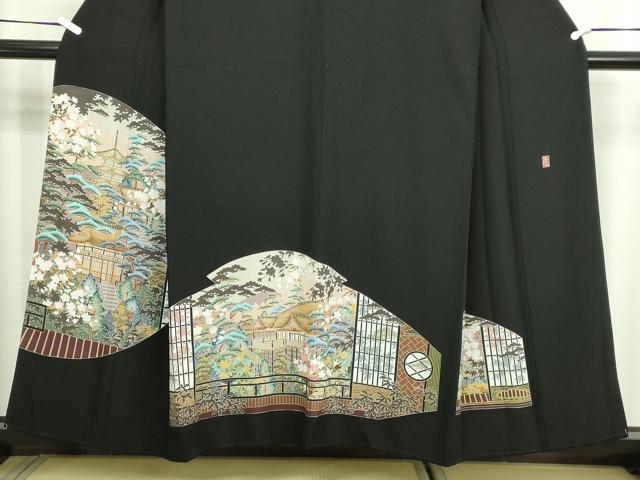 平和屋着物●豪華黒留袖　友禅　作家物　松竹梅　正絹　逸品　AABH5777ck 平和屋着物○豪華黒留袖 友禅 作家物 松竹梅 正絹 逸品 AABH5777ckの