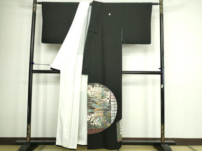 平和屋着物■豪華黒留袖 友禅 作家物 風景文 松竹梅 正絹 逸品 DABD3368sf