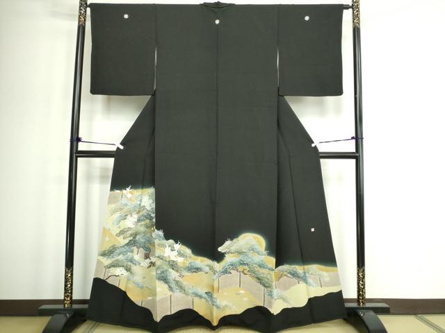 平和屋着物■豪華黒留袖　作家物　松竹梅　暈し染め　金彩　正絹　逸品　DABD3366sf