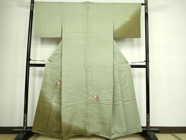 平和屋着物■訪問着　刺繍　草花文　暈し染め　金彩　正絹　逸品　DABD3382sf