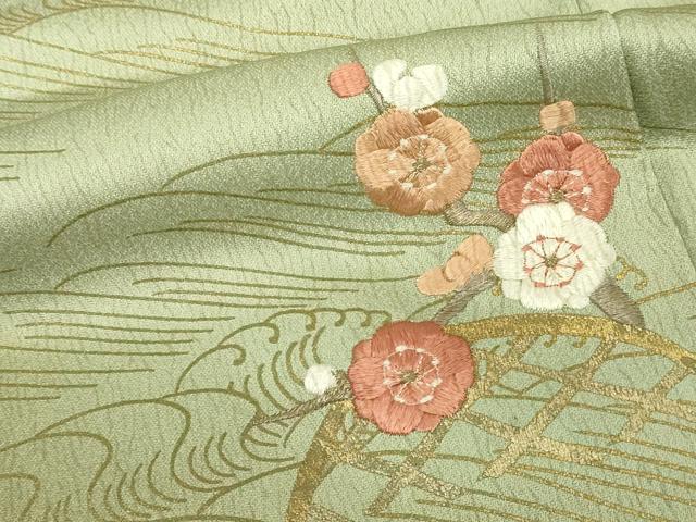 平和屋着物■訪問着　刺繍　草花文　暈し染め　金彩　正絹　逸品　DABD3382sf